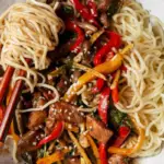 Asian Beef Lo Mein Recipe - A visual guide to crafting homemade perfection in a bowl.